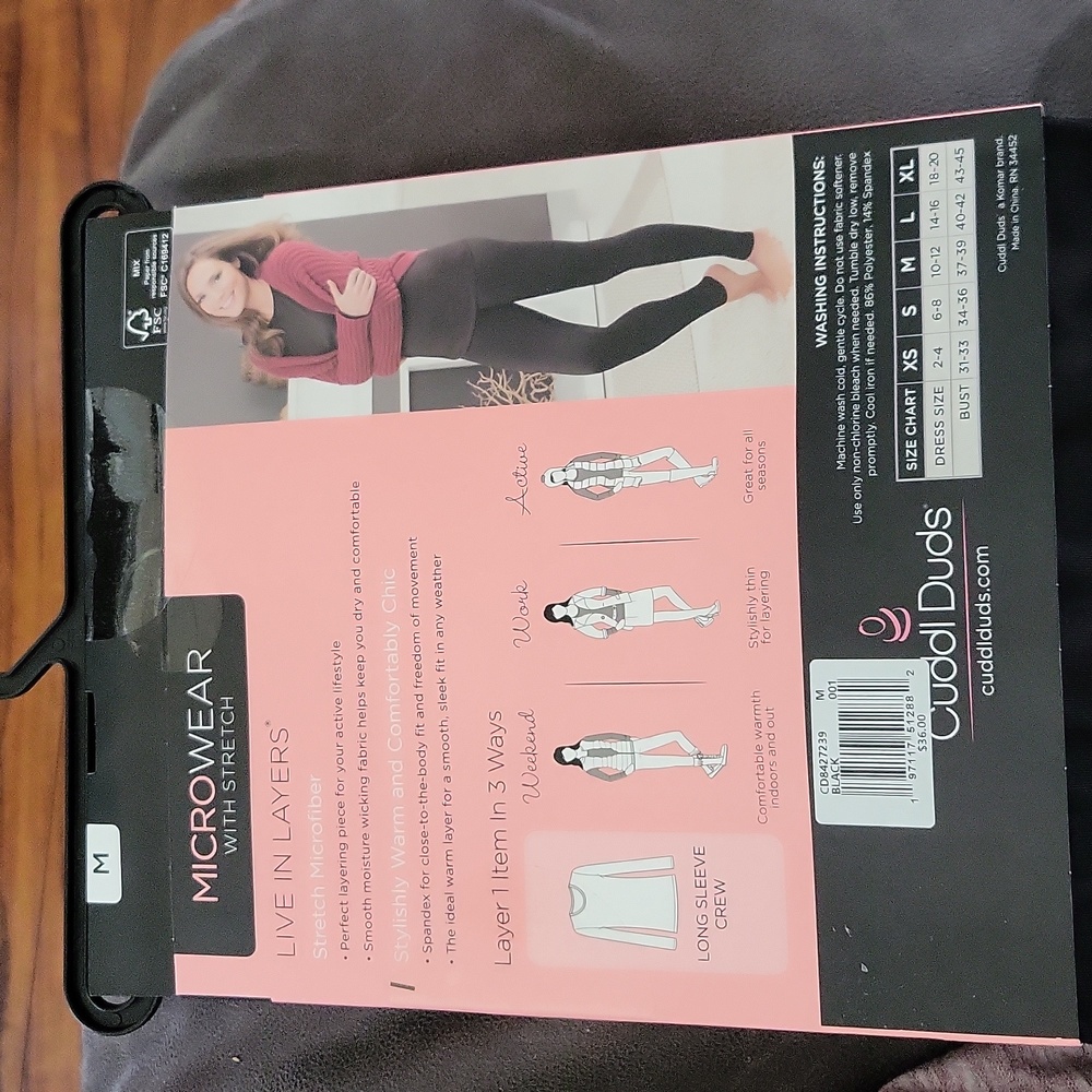Cuddl duds microwear with stretch